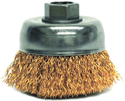 3" Crimped Wire Cup Brush - .020 Bronze; 5/8-11 A.H. - Non-Sparking Wire Wheel - Industrial Tool & Supply