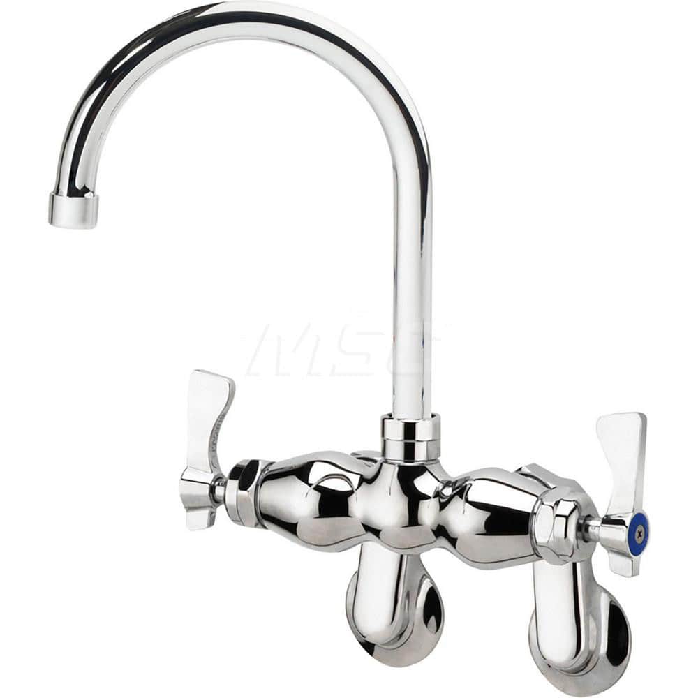 Industrial & Laundry Faucets; Type: Wall Mount Faucet; Style: Wall Mount; Design: Wall Mount; Handle Type: Lever; Spout Type: Gooseneck; Mounting Centers: 2-1/4 - 8-1/4; Spout Size: 6; Finish/Coating: Chrome Plated Brass; Type: Wall Mount Faucet