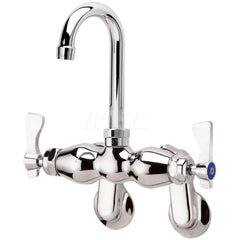 Industrial & Laundry Faucets; Type: Wall Mount Faucet; Style: Wall Mount; Design: Wall Mount; Handle Type: Lever; Spout Type: Gooseneck; Mounting Centers: 2-1/4 - 8-1/4; Spout Size: 3-1/2; Finish/Coating: Chrome Plated Brass; Type: Wall Mount Faucet