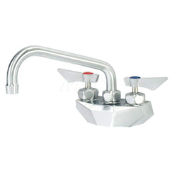 Industrial & Laundry Faucets; Type: Wall Mount Faucet; Style: Wall Mount; Design: Wall Mount; Handle Type: Lever; Spout Type: Swing Spout/Nozzle; Mounting Centers: 4; Spout Size: 8; Finish/Coating: Chrome Plated Satin; Type: Wall Mount Faucet