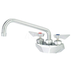 Industrial & Laundry Faucets; Type: Wall Mount Faucet; Style: Wall Mount; Design: Wall Mount; Handle Type: Lever; Spout Type: Swing Spout/Nozzle; Mounting Centers: 4; Spout Size: 10; Finish/Coating: Chrome Plated Satin; Type: Wall Mount Faucet
