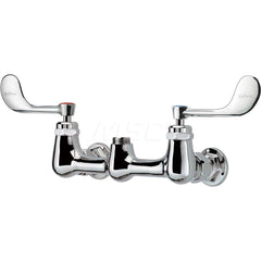 Industrial & Laundry Faucets; Type: Wall Mount Faucet; Style: Wall Mount; Design: Wall Mount; Handle Type: Wrist Blade; Spout Type: No Spout; Mounting Centers: 8; Finish/Coating: Chrome Plated Brass; Type: Wall Mount Faucet; Minimum Order Quantity: Solid