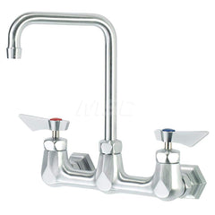 Industrial & Laundry Faucets; Type: Wall Mount Faucet; Style: Wall Mount; Design: Wall Mount; Handle Type: Lever; Spout Type: Double Bend; Mounting Centers: 8; Spout Size: 6; Finish/Coating: Chrome Plated Satin; Type: Wall Mount Faucet