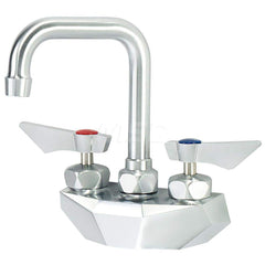 Industrial & Laundry Faucets; Type: Wall Mount Faucet; Style: Wall Mount; Design: Wall Mount; Handle Type: Lever; Spout Type: Double Bend; Mounting Centers: 4; Spout Size: 4-1/2; Finish/Coating: Chrome Plated Satin; Type: Wall Mount Faucet