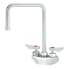 Industrial & Laundry Faucets; Type: Wall Mount Faucet; Style: Wall Mount; Design: Wall Mount; Handle Type: Lever; Spout Type: Double Bend; Mounting Centers: 4; Spout Size: 8-1/2; Finish/Coating: Chrome Plated Satin; Type: Wall Mount Faucet
