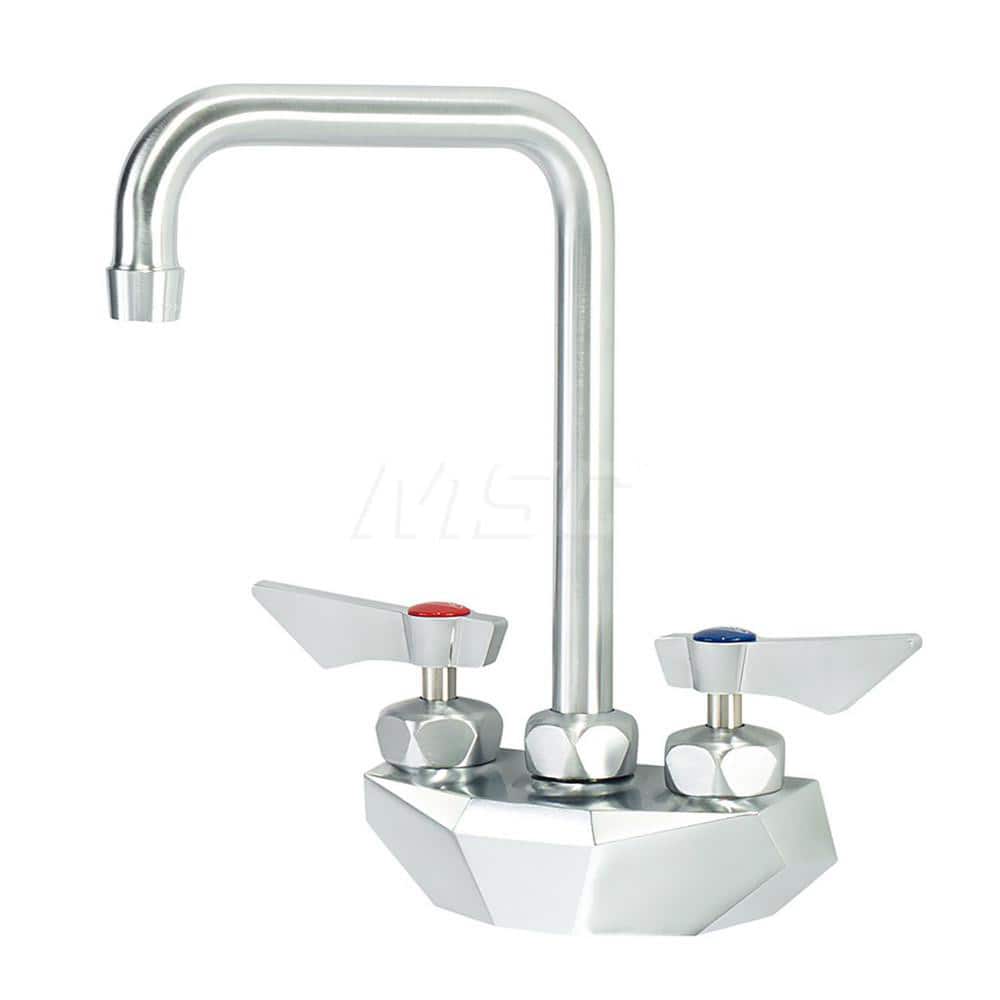 Industrial & Laundry Faucets; Type: Wall Mount Faucet; Style: Wall Mount; Design: Wall Mount; Handle Type: Lever; Spout Type: Double Bend; Mounting Centers: 4; Spout Size: 6; Finish/Coating: Chrome Plated Satin; Type: Wall Mount Faucet