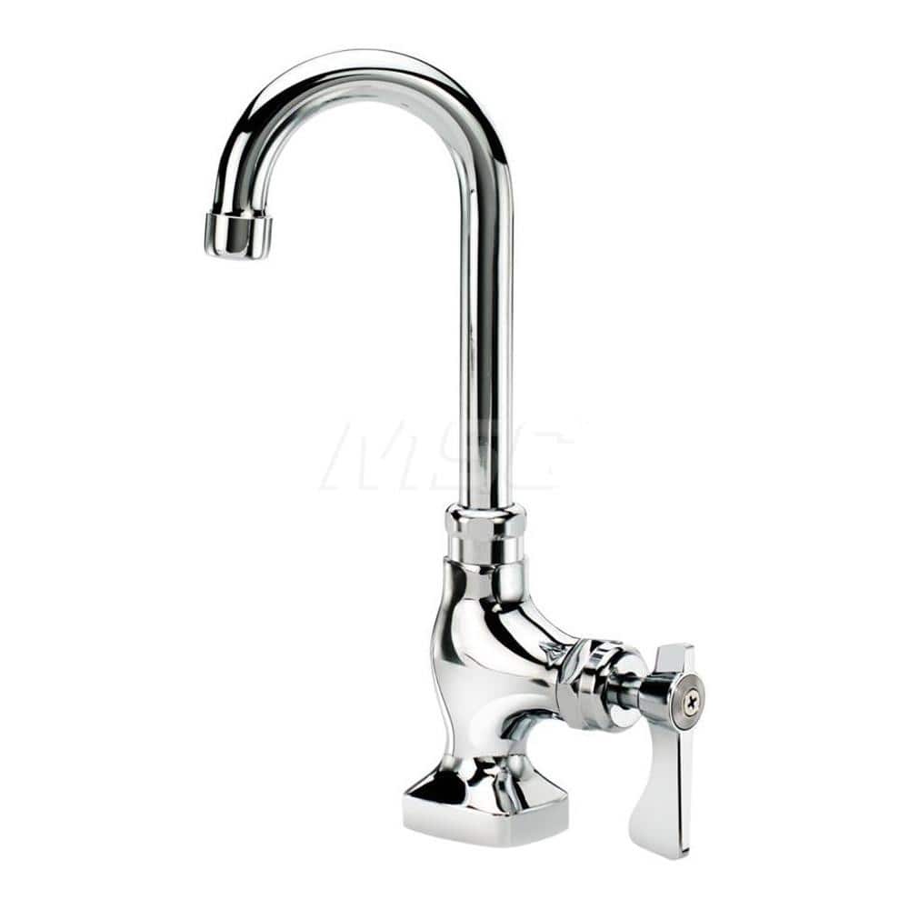 Industrial & Laundry Faucets; Type: Wall Mount Faucet; Style: Wall Mount; Design: Wall Mount; Handle Type: Lever; Spout Type: Gooseneck; Mounting Centers: Single Hole; Spout Size: 3-1/2; Finish/Coating: Chrome Plated Brass; Type: Wall Mount Faucet