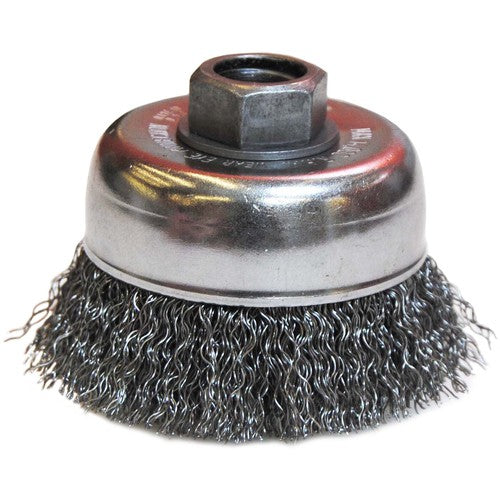 3″ Diameter-5/8″-11 Arbor Hole - Crimped Steel Wire Cup Wheel - Industrial Tool & Supply