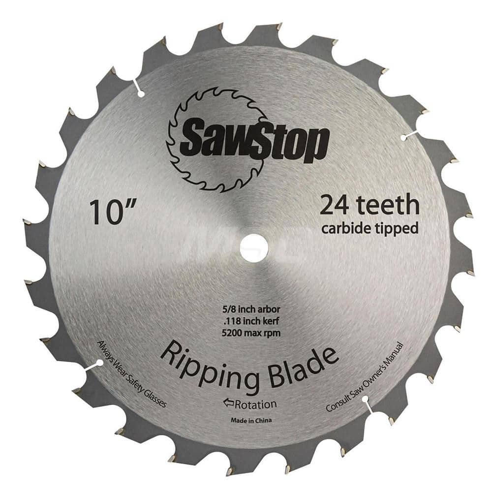 Wet & Dry Cut Saw Blade: 10″ Dia, 0.118″ Kerf Width, 24 Teeth Solid Carbide Teeth, Use on Wood Cutting, Standard Arbor
