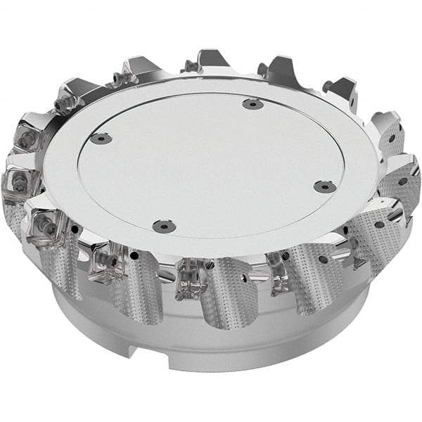 Seco - 6" Cut Diam, 2" Arbor Hole, 0.315" Max Depth of Cut, 71° Indexable Chamfer & Angle Face Mill - 15 Inserts, SN.. Insert, Right Hand Cut, 15 Flutes, Through Coolant, Series R220.56 - Industrial Tool & Supply