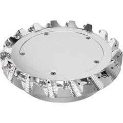 Seco - 8" Cut Diam, 2-1/2" Arbor Hole, 0.236" Max Depth of Cut, 48° Indexable Chamfer & Angle Face Mill - 17 Inserts, SN.. Insert, Right Hand Cut, 17 Flutes, Through Coolant, Series R220.54 - Industrial Tool & Supply