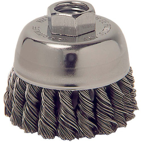 2-3/4″ Single Row Knot Wire Cup Brush, .020″ Steel Fill, M14 × 2.0 Nut - Industrial Tool & Supply
