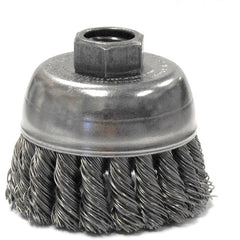 2-3/4″ Single Row Knot Wire Cup Brush, .020″ Steel Fill, 1/2″-13 UNC Nut - Industrial Tool & Supply