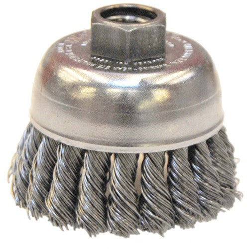 2-3/4″ Single Row Knot Wire Cup Brush, .020″ Steel Fill, 5/8″-11 UNC Nut - Industrial Tool & Supply