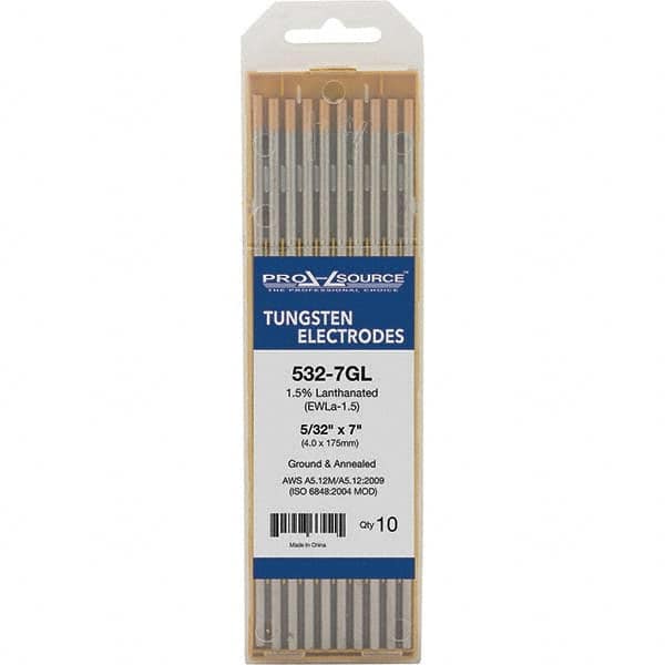 PRO-SOURCE - Tungsten Electrodes Type: 1.5% Lanthanated Diameter (Inch): 5/32 - Industrial Tool & Supply