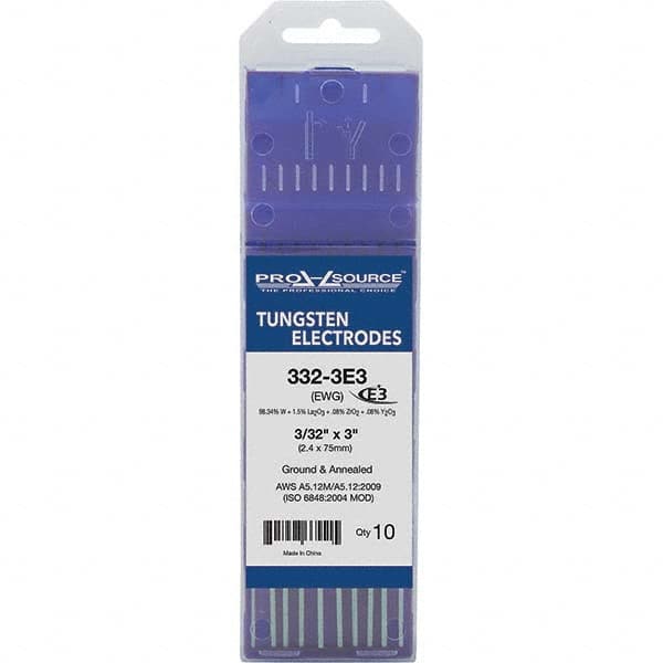 PRO-SOURCE - Tungsten Electrodes Type: E3 Diameter (Inch): 3/32 - Industrial Tool & Supply