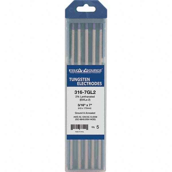 PRO-SOURCE - Tungsten Electrodes Type: 2% Lanthanated Diameter (Inch): 3/16 - Industrial Tool & Supply
