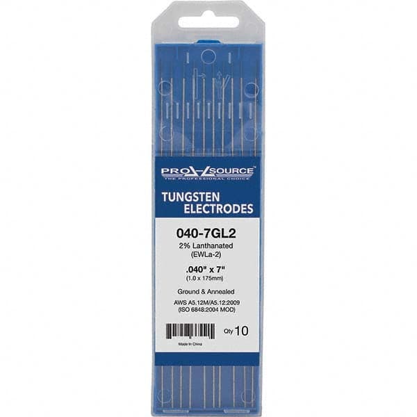 PRO-SOURCE - Tungsten Electrodes Type: 2% Lanthanated Diameter (Inch): 0.040 - Industrial Tool & Supply