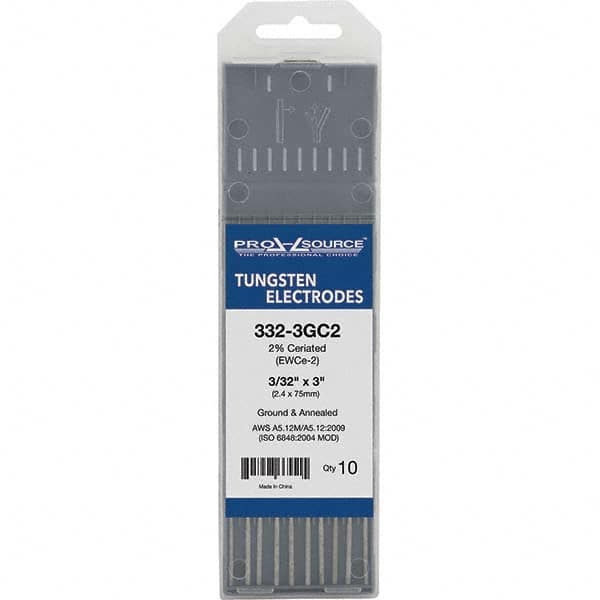 PRO-SOURCE - Tungsten Electrodes Type: 2% Ceriated Diameter (Inch): 3/32 - Industrial Tool & Supply