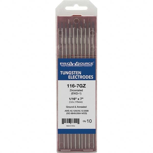 PRO-SOURCE - Tungsten Electrodes Type: Zirconiated Diameter (Inch): 1/16 - Industrial Tool & Supply
