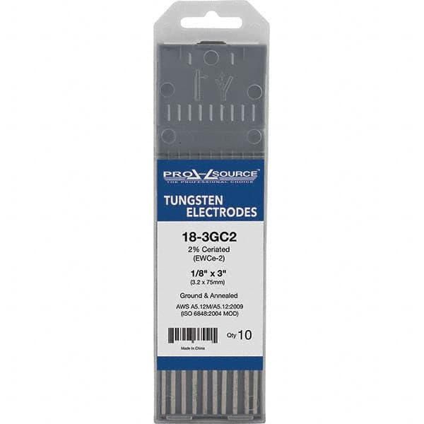PRO-SOURCE - Tungsten Electrodes Type: 2% Ceriated Diameter (Inch): 1/8 - Industrial Tool & Supply