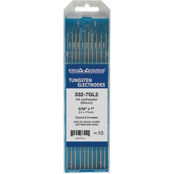 PRO-SOURCE - Tungsten Electrodes Type: 2% Lanthanated Diameter (Inch): 3/32 - Industrial Tool & Supply