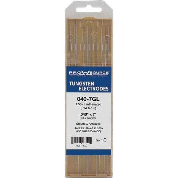 PRO-SOURCE - Tungsten Electrodes Type: 1.5% Lanthanated Diameter (Inch): 0.040 - Industrial Tool & Supply