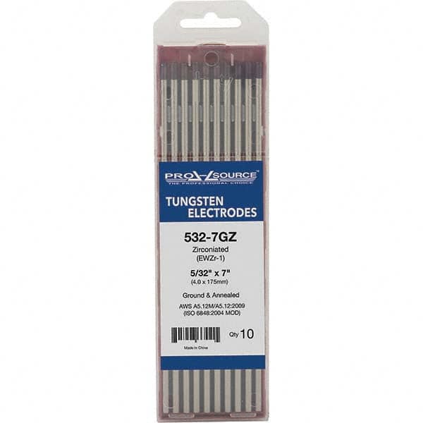 PRO-SOURCE - Tungsten Electrodes Type: Zirconiated Diameter (Inch): 5/32 - Industrial Tool & Supply
