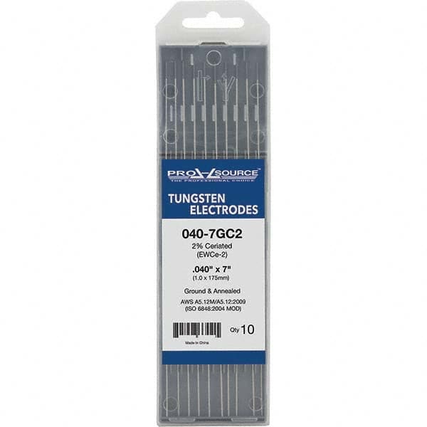 PRO-SOURCE - Tungsten Electrodes Type: 2% Ceriated Diameter (Inch): 0.040 - Industrial Tool & Supply