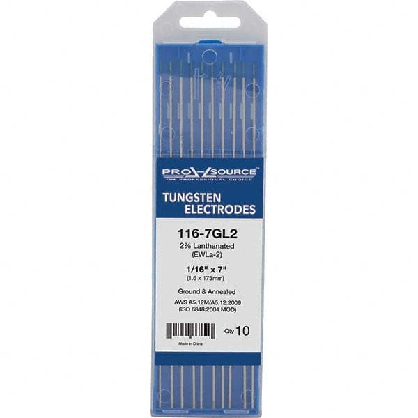 PRO-SOURCE - Tungsten Electrodes Type: 2% Lanthanated Diameter (Inch): 1/16 - Industrial Tool & Supply