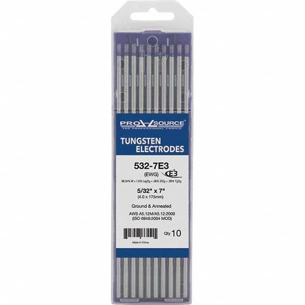 PRO-SOURCE - Tungsten Electrodes Type: E3 Diameter (Inch): 5/32 - Industrial Tool & Supply
