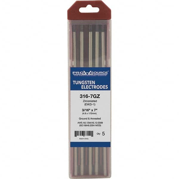 PRO-SOURCE - Tungsten Electrodes Type: Zirconiated Diameter (Inch): 3/16 - Industrial Tool & Supply