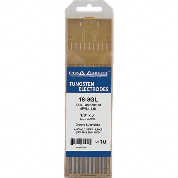 PRO-SOURCE - Tungsten Electrodes Type: 1.5% Lanthanated Diameter (Inch): 1/8 - Industrial Tool & Supply