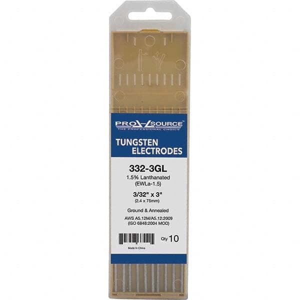 PRO-SOURCE - Tungsten Electrodes Type: 1.5% Lanthanated Diameter (Inch): 3/32 - Industrial Tool & Supply