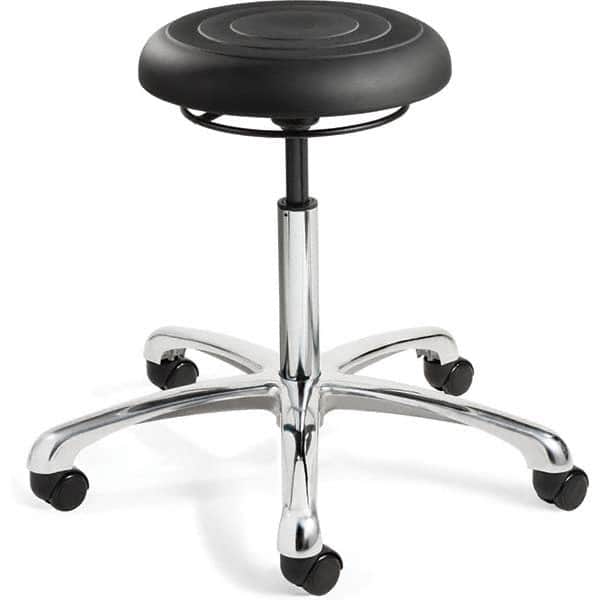 Bevco - Swivel & Adjustable Stools Type: Adjustable Backless Stool Base Type: Polished Aluminum Base - Industrial Tool & Supply
