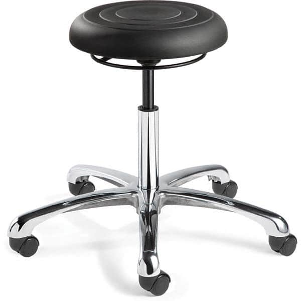 Bevco - Swivel & Adjustable Stools Type: Adjustable Backless Stool Base Type: Polished Aluminum Base - Industrial Tool & Supply
