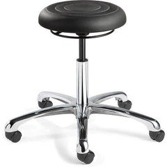 Bevco - Swivel & Adjustable Stools Type: Adjustable Backless Stool Base Type: Polished Aluminum Base - Industrial Tool & Supply