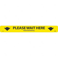 NMC - "Please Wait Here" Adhesive-Backed Floor Sign - Industrial Tool & Supply