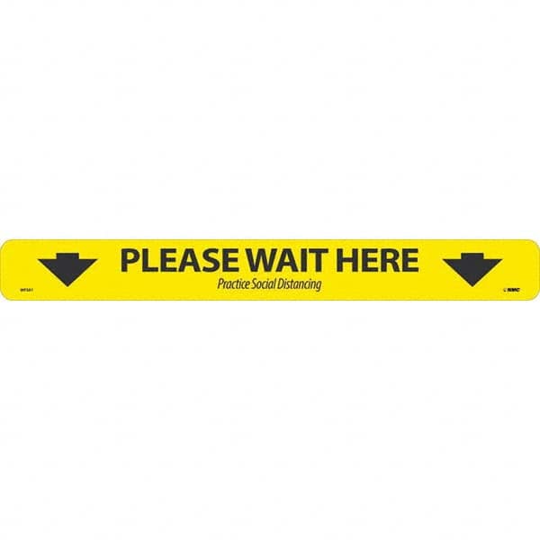 NMC - "Please Wait Here" Adhesive-Backed Floor Sign - Industrial Tool & Supply