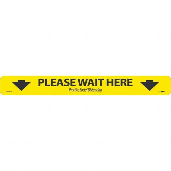 NMC - "Please Wait Here" Adhesive-Backed Floor Sign - Industrial Tool & Supply