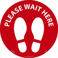 NMC - "Please Wait Here" Adhesive-Backed Floor Sign - Industrial Tool & Supply