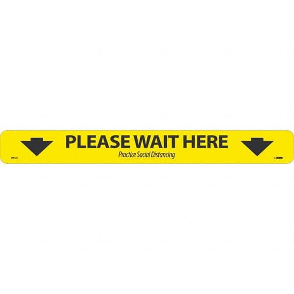 NMC - "Please Wait Here" Adhesive-Backed Floor Sign - Industrial Tool & Supply