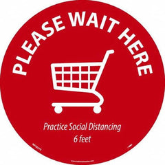 NMC - "Please Wait Here" Adhesive-Backed Floor Sign - Industrial Tool & Supply