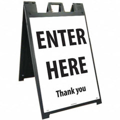NMC - "ENTER HERE", 25" Wide x 45" High, Plastic Safety Sign - Industrial Tool & Supply