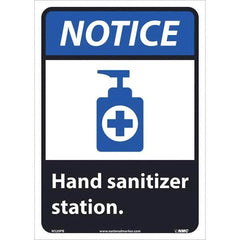 NMC - "Notice - Hand Sanitizer Station", 10" Wide x 14" High, Pressure-Sensitive Vinyl Safety Sign - Industrial Tool & Supply