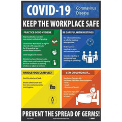 NMC - "COVID 19 - Keep the Workplace Safe", 12" Wide x 18" High, Paper Safety Sign - Industrial Tool & Supply