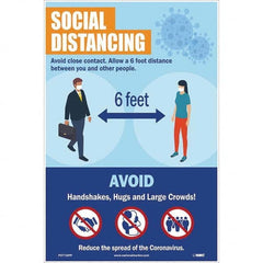 NMC - "COVID 19 - Social Distancing", 12" Wide x 18" High, Paper Safety Sign - Industrial Tool & Supply