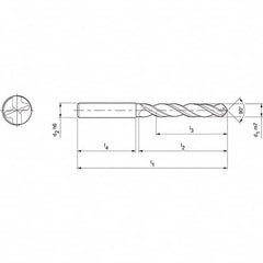 Mapal - 10.7mm 90° Solid Carbide Jobber Drill - Exact Industrial Supply