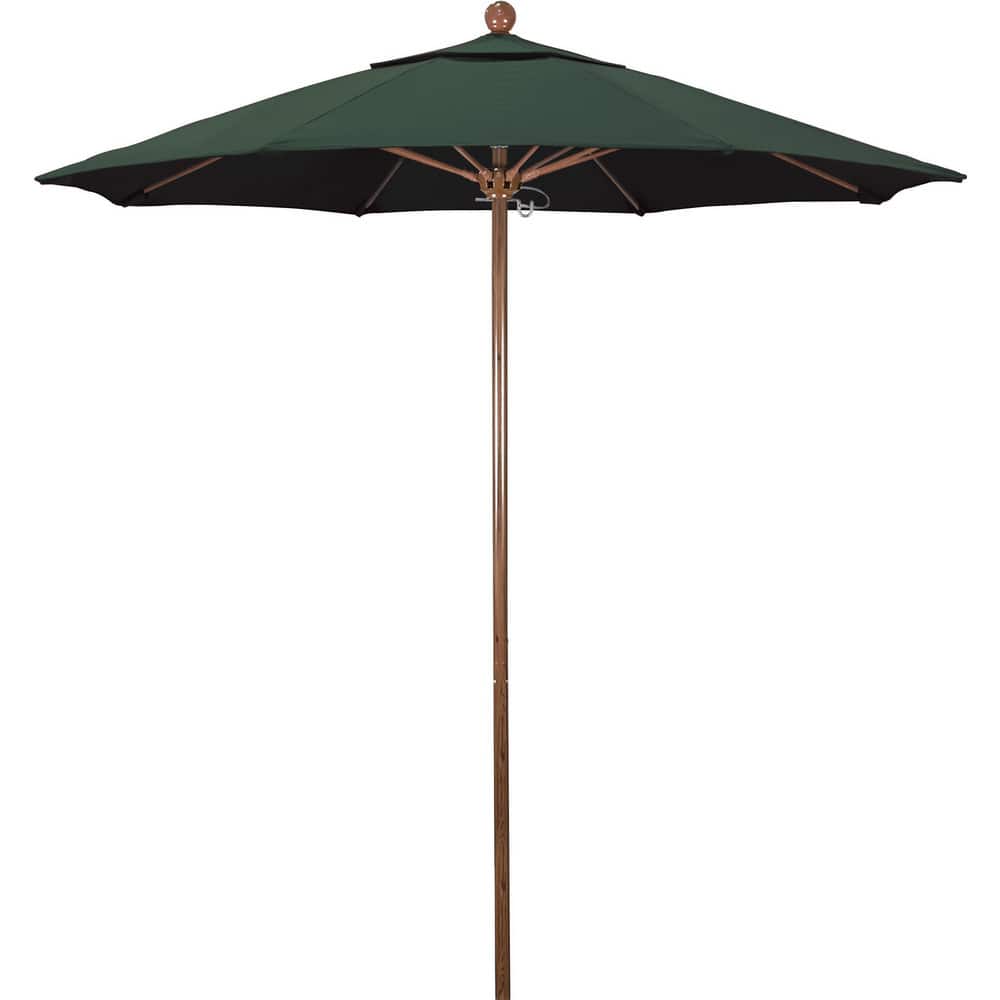Patio Umbrellas; Diameter (Feet): 7.5; Height (Feet): 8.000; Fabric Color: Hunter Green; Base Included: No; Canopy Fabric: Olefin; Fade Resistant: Yes; Additional Information: Push Lift; Frame Material: Aluminum