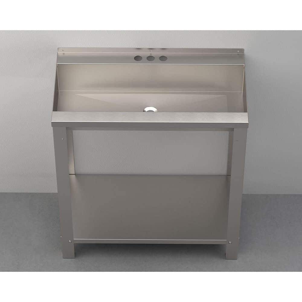 Sinks; Type: Trough; Outside Length: 30 in; Outside Length: 30 in; Mounting Location: Wall; Outside Width: 16.000; Number Of Bowls: 1; Outside Height: 7.5 in; Material: Type 304 Stainless Steel; Faucet Included: No; Faucet Type: No Faucet; Valve Design: N